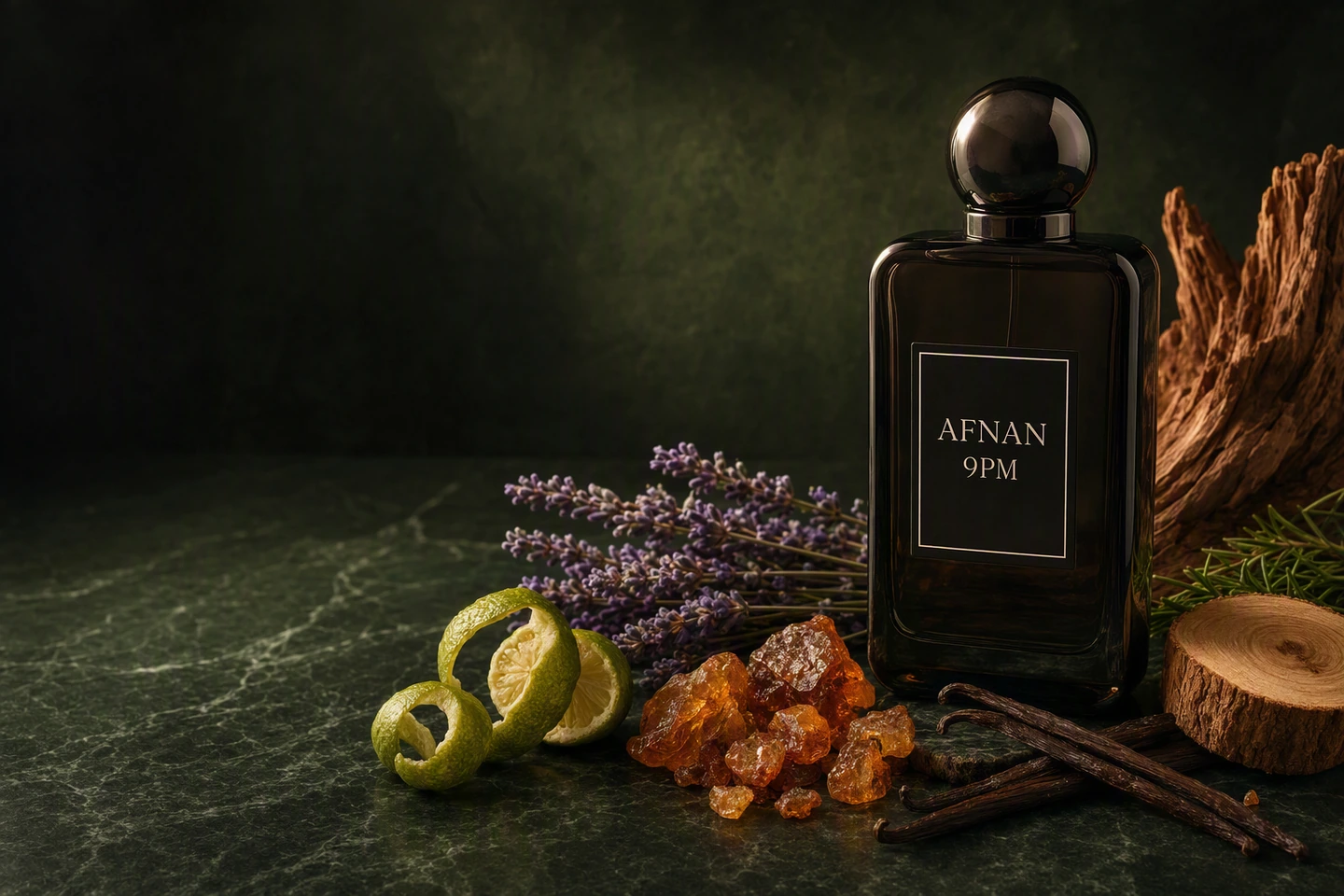 Afnan 9PM fragrance with amber and woody notes
